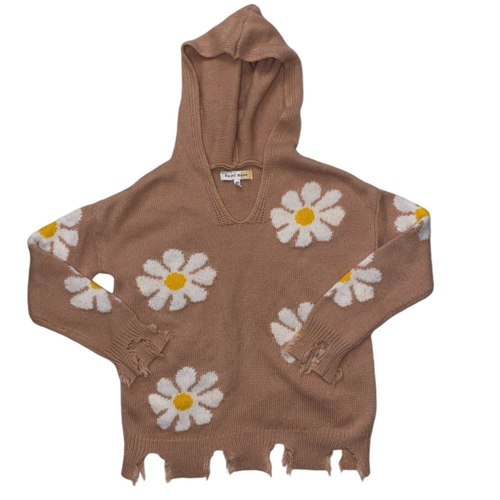 Hazel Moon Floral Distressed Hoodie Size XS